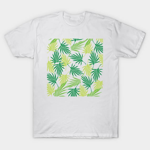 Jungle Palm Fronds In White T-Shirt by FruitflyPie